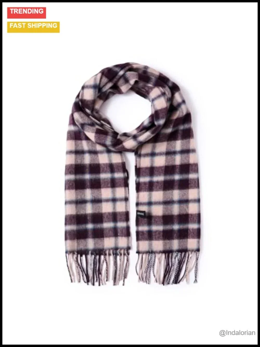 100% Wool Plaid Scarf, Winter Warm Long Scarf for Cold Weather